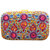 Evening Beaded Box Frame Clutch Purse With Metal Chain To Carry