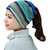 Unisex Fashion Stretchy Stripe Turban Head Wrap  Hat Pleated Caps Bonnet 2 Use Cap Knitted Scarf Blue