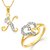Vighnaharta Couple Heart  Ring with Initial Letter ''K'' Pendant Gold and Rhodium Plated Jewellery Combo set