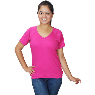Wish Tree women cotton casual slim fit pink designer top