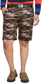 American Noti Brown Stretchable Cotton Lycra Slim Fit Men's Shorts(Bermuda)/3/4 th