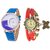 Star Glory Blue FreeMoving Diamond Leather  Red Trendy Analog Watch For Women Pack Of 2