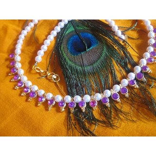 Purple beads pearl necklace