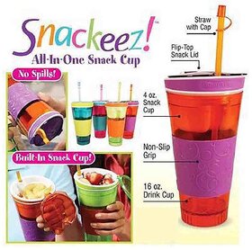 Savvy Traders Snackeez Travel Cup Snack Drink in One Container -Multicolored