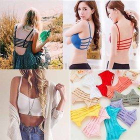 6 Strap Fancy Bra For Women & Girl Pack of 1-Removable Pad (Assorted Color)