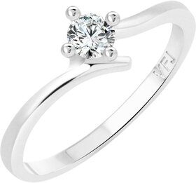 Vighnaharta Youth Solitaire CZ Rhodium Plated Alloy Ring for Women and Girls - VFJ1249FRR16