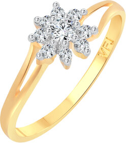 Vighnaharta Flory Solitaire CZ Gold and Rhodium Plated Alloy Ring for Women and Girls - [VFJ1254FRG16]