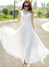 Westchic White Plain A Line Dress For Women