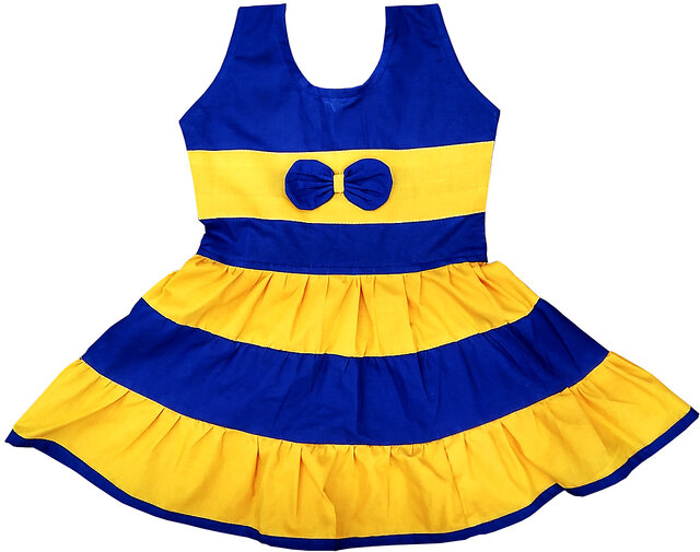 Flora Self Design Cotton  Dresses For Girls