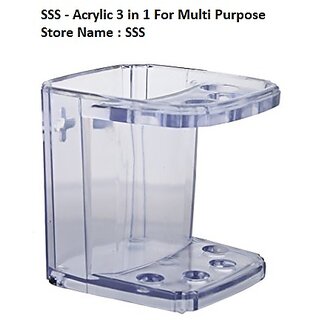 SSS-Acrylic 3in1 Multi Purpose Toothbrush Holder (Material-Acrylic Unbreakable)