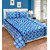 Fame Sheet Cotton Multishade Blue Artistic Square Pattern Double Bedsheet
