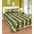 Fame Sheet Cotton Yellow  Green Multicolour Square Pattern Bedsheet