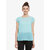 Women'S Mint Solid Round Neck Cap Sleeved Sheer Ruffled Top