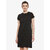 Women'S Black Solid Round Neck Half Sleeve Cold Shoulder Shift Dress