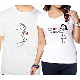 Heart Magnet Couple Combo T-shirts
