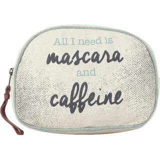 Mona B  Up Cycled  Canvas Bag  Mascara  Caffeine Cosmetic  Makeup Bag  Size 9W - 6H 3D  2 Handle