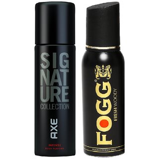 Fogg Black Collection And Axe Signature Deo Deodorants Body Spray For Men - Pack Of 2 Pcs