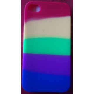                       Rainbow color silicon case for apple 4/4S Phone                                              