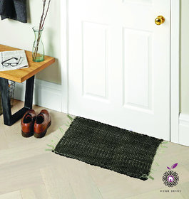 Home Berry Black Cotton Door Mats Set Of 1 (12 x 18 Inc