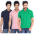 KETEX Mens Multicolor Half Sleeve Polo Pack of 3 Tshirt