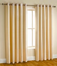 Styletex Plain Polyester Gold Long Door Curtain (Set of 4)