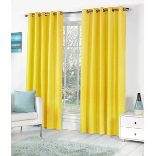 Styletex Plain Polyester Lime Window Curtain (Set of 4)