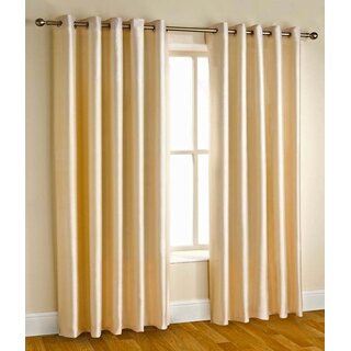 Styletex Plain Polyester Gold Door Curtain (Set of 2)
