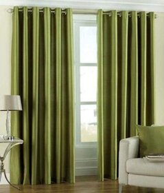 Styletex Plain Polyester Green Long Door Curtain (Set of 4)