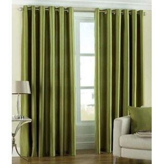 Styletex Plain Polyester Green Door Curtain (Set of 4)
