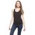 I Shop Casual Sleeveless Solid, Striped Women's Black Top