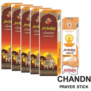 Jeehukm Chandan Perfumed Natural Fragrance Incense StickPack Of 5 + ADHYATM AGARBATTI ONE PACK