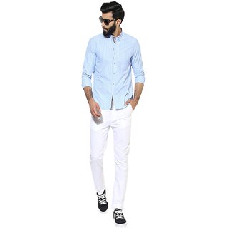 Buy FUBAR Men Butter Solid Cotton Blend Slim Fit Casual Trousers size 36  Online at Best Prices in India  JioMart