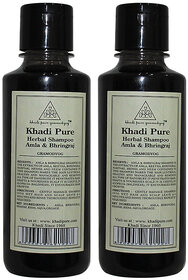 Khadi Pure Herbal Amla  Bhringraj Shampoo - 210ml (Set of 2)