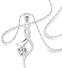 Vighnaharta Youth Solitaire CZ Rhodium Plated Alloy Pendant with Chain for Girls and Women - [VFJ1214PR]