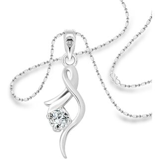Vighnaharta Youth Solitaire CZ Rhodium Plated Alloy Pendant with Chain for Girls and Women - [VFJ1214PR]