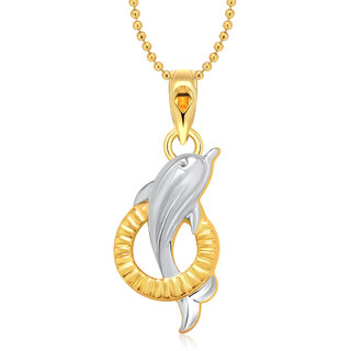                       Vighnaharta Aquatic White Dolphin Gold and Rhodium Plated Fancy Pendant for Women and Girls - [VFJ1139PG]                                              