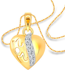 Vighnaharta Mom Words in Heart CZ Gold and Rhodium Plated Alloy Pendant with Chain for Girls - VFJ1208PG