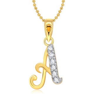Vighnaharta A Letter CZ Gold and Rhodium Plated Pendant for Women and Girls - VFJ1111PG