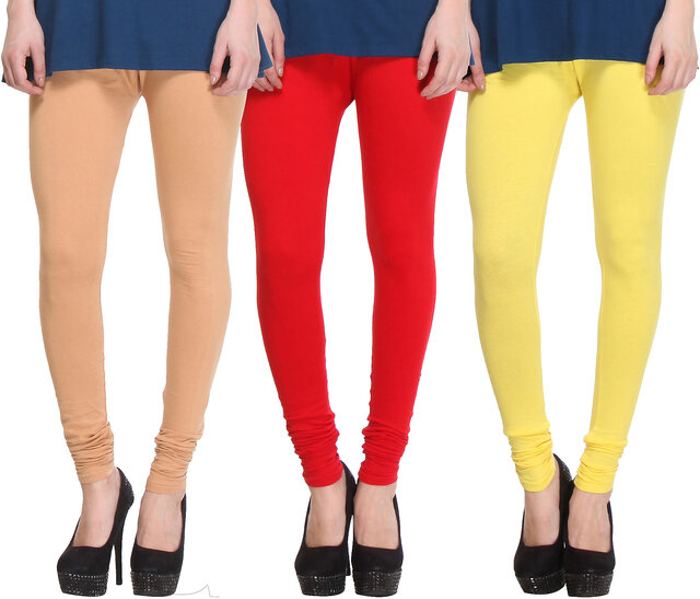 Buy Hothy Cotton Stretch Churidar Leggings-(Beige,Red,Yellow) Online @ ₹629  from ShopClues