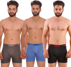 Zotic Men's Trunk'H' Underwear-Pack Of 3 (Grey,Blue,Black)