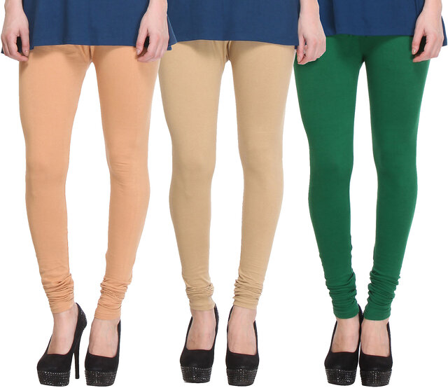 Buy SwaNit Women Dark Blue, Maroon and Beige Solid Cotton Blend and Lycra  Blend Pack of 3 Leggings Free Size Online at Best Prices in India - JioMart.