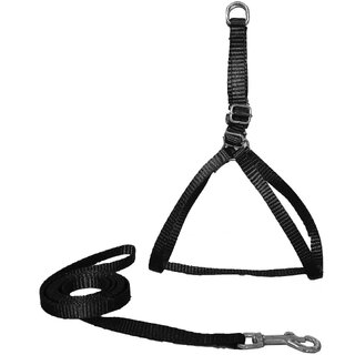                      Petshop7 Nylon  Dog Harness  Leash 0.5 Inch - Black (Chest Size  16-21 Inch) - Xtra Small                                              