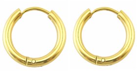 Gold Classic Plain Pipe Thin Cambered Hoop Ear Lobe Earrings for Men  Women