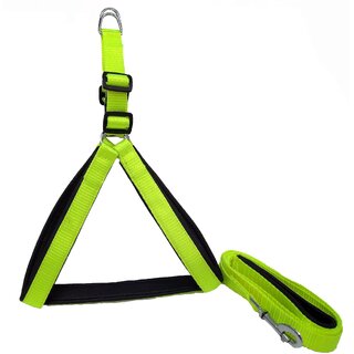                       Petshop7 Nylon Padded Yellow adjustable Dog Harness  Leash  1 Inch for Medium size Pet (Chest Size  24-29)                                              