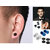 Men Style Round Barbell Dumbells Piercing Combo (3 Pairs) Black , Blue, Silver CodeJk-7761