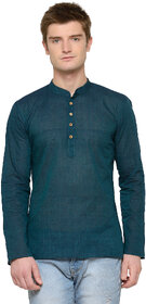 RG Designers Green Blue Plain Full Sleeves Kurta For Men