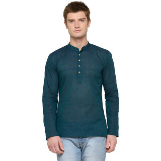RG Designers Green Blue Plain Full Sleeves Kurta For Men