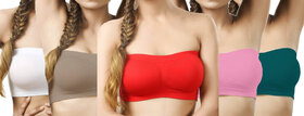 Hothy Girl's Red,Beige,White,Coral,Green Tube Bra (Pack Of 5)