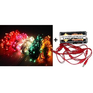 TAKSON Coloured Rice Lights Pack of 5 (Assorted Colours) (5 mts) with 10+1 Ladi Jointer LED / Rice Decorative Lights Jointer