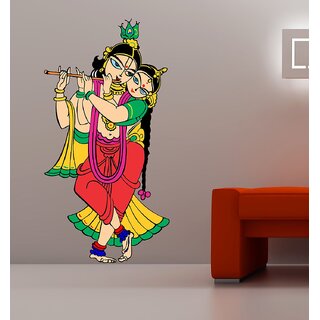                       EJA Art Radhe Krishna Multicolor Removable Decor Mural Wall Stickers Sticker                                              